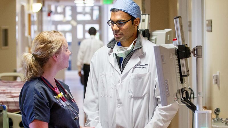 Paul Kalanithi with Jocelyn  Newark at Stanford Hospital. Photograph:  Norbert von der Groeben/Stanford Hospital and Clinics