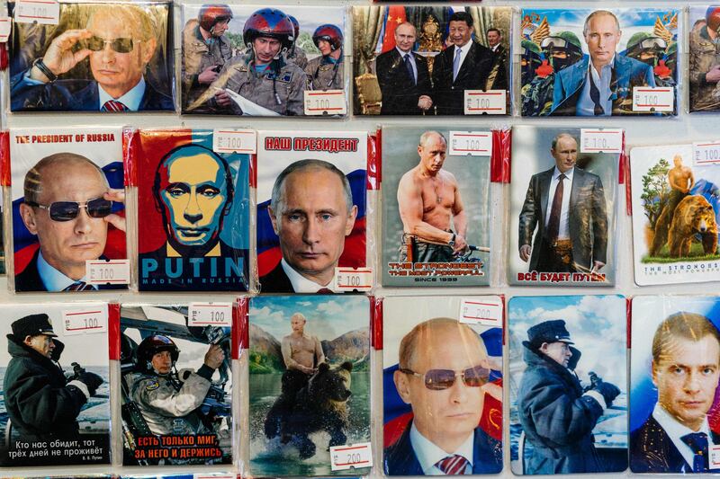 Fridge magnets with images of Russian president Vladimir Putin on sale in Moscow. Supporters celebrated and critics called for protests on March 11th as the prospect sunk in of  Putin staying in power until 2036. Photograph: Dimitar Dilkoff/AFP