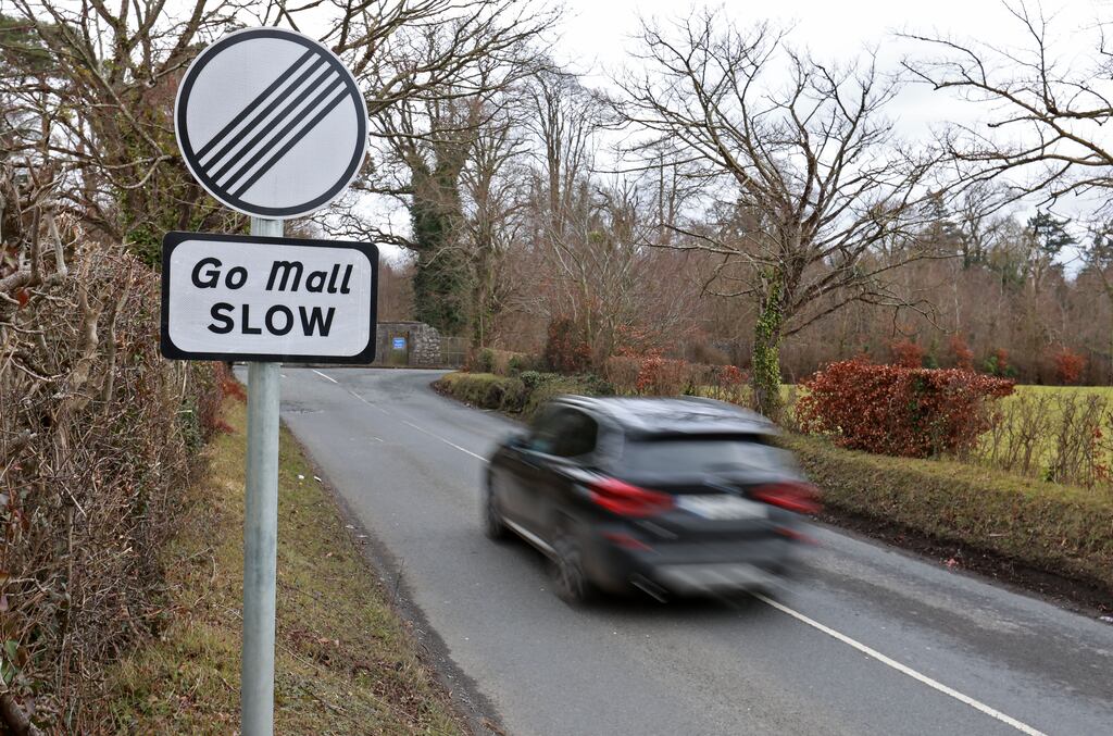 One of the newly erected speed limit signs as part of a Government initiative to lower speed limits to improve road safety. Photograph: Colin Keegan / Collins