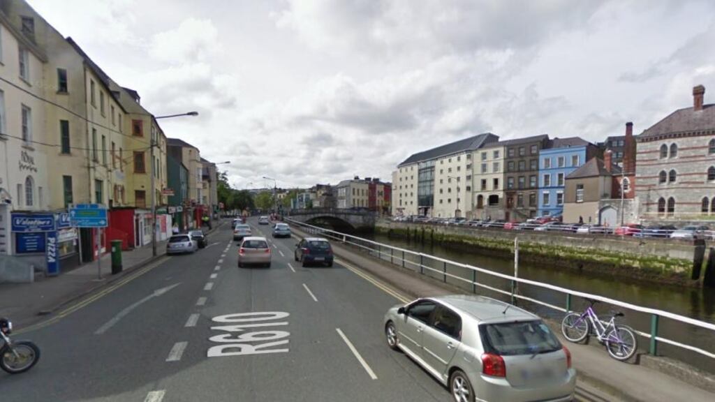 The pedestrian was struck by a white van on George’s Quay, Cork at about 9.30pm. Image: Google Street View