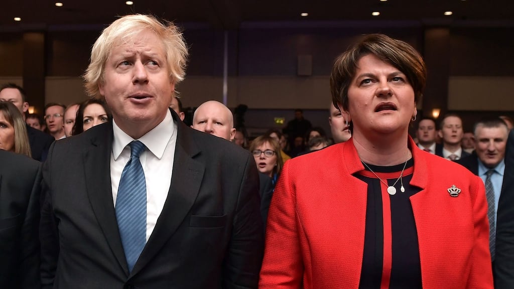 Conservative MP Boris Johnson and DUP leader Arlene Foster at the DUP annual conference in Belfast. Photograph: Charles McQuillan/ Getty Images