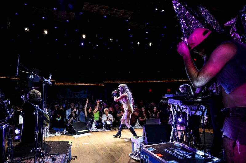 The Lion the Witch and the Cobra: Christeene on stage at City Winery, New York. Photograph: Ehud Lazin