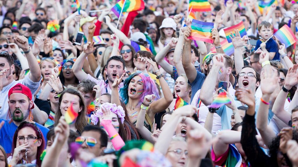 People taking part in the Dublin Pride Parade last year. Photograph: Tom Honan