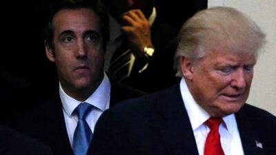 Donald Trump arrives with his personal attorney Michael Cohen during a campaign stop in  Ohio in 2016.  Photograph: Reuters/Jonathan Ernst
