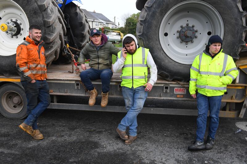 Protesters at the entrance to Whitegate oil refinery on April 9th. Photograph: Michael Mac Sweeney/Provision