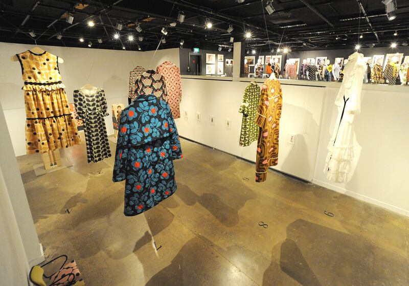 Large-scale Orla Kiely dresses at the Fashion and Textile Museum, London. Photograph: Dave Benett/Getty Images