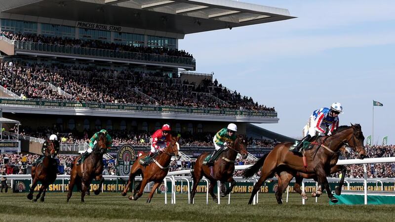 Special Tiara ridden by jockey Bryan Cooper (right) on the way to victory in the John Smith's Maghull Novices' Chase. Photograph: David Davies/PA Wire