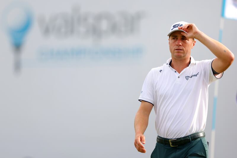 Justin Thomas reacts on the 18th green during the final round of the Valspar Championship 2025 at Innisbrook Resort and Golf Club on Sunday. Photograph: Douglas P DeFelice/Getty Images