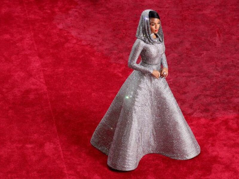 Janelle Monae wearing Ralph Lauren. Photograph: Alex Gallardo/EPA