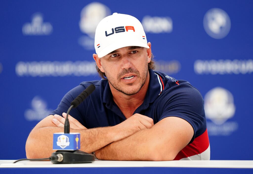 USA's Brooks Koepka during a press conference at the Marco Simone Golf and Country Club, Rome. Photograph: Zac Goodwin/PA Wire