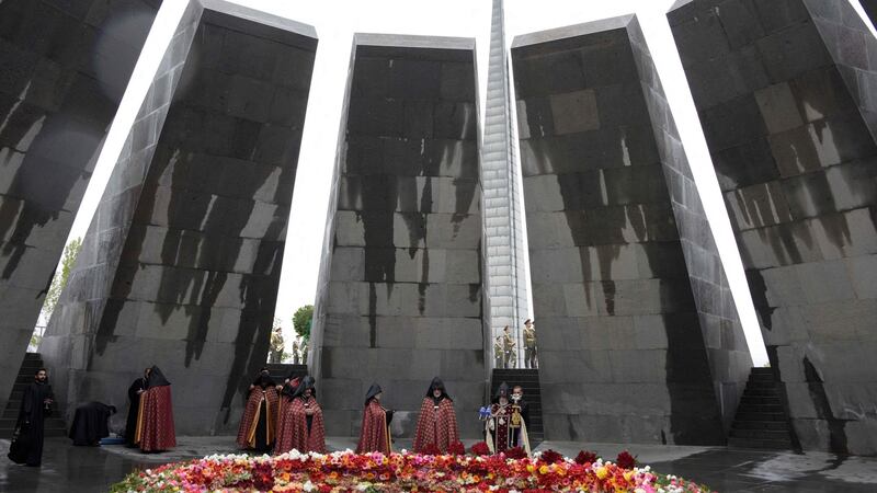 The Tsitsernakaberd memorial to the Armenian massacre in Yerevan, Armenia. Photograph: Karen Minasyan/AFP via Getty Images