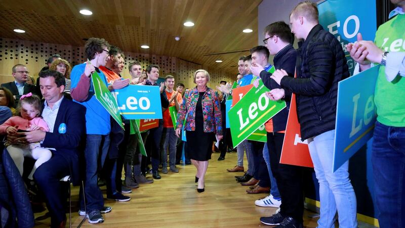 Tánaiste Frances Fitzgerald endorsing Leo Varadkar’s leadership. Photograph: Nick Bradshaw