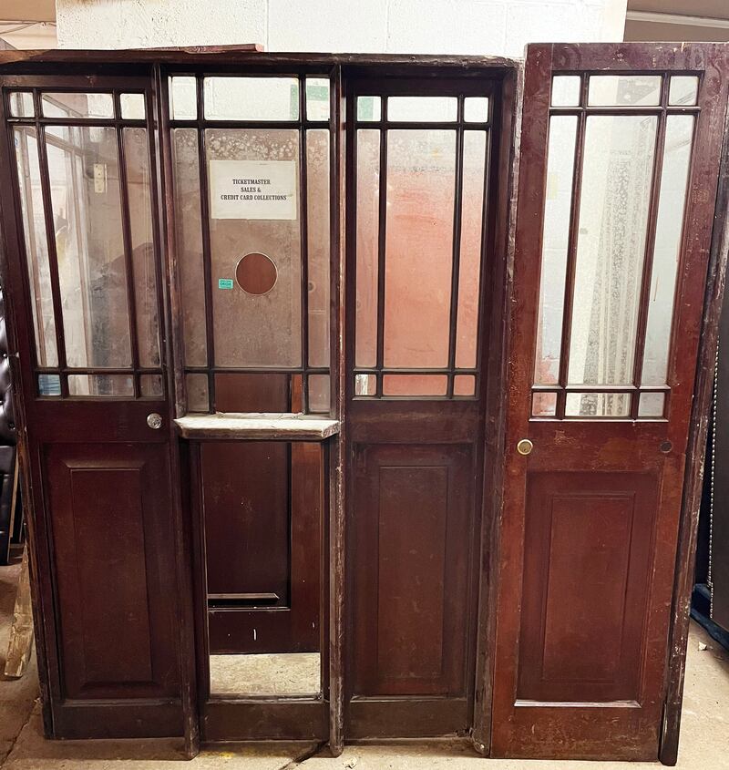 The original doors of the ticket sales office of the Ambassador Cinema on Dublin's O'Connell Street