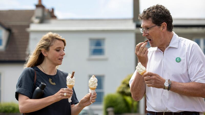 Green Party candidate Claire Byrne with Minister Eamon Ryan, Green Party leader. Photograph: Tom Honan/The Irish Times