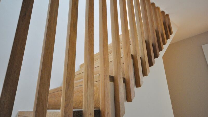 Melted Snow: elongated spindles create a screen that shields the stairs from view.