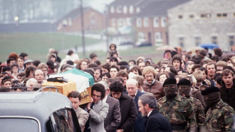 The coffin of Bobby Sands is carried during his funeral in 1981. Photograph: Michel Philippot/Sygma via Getty Images