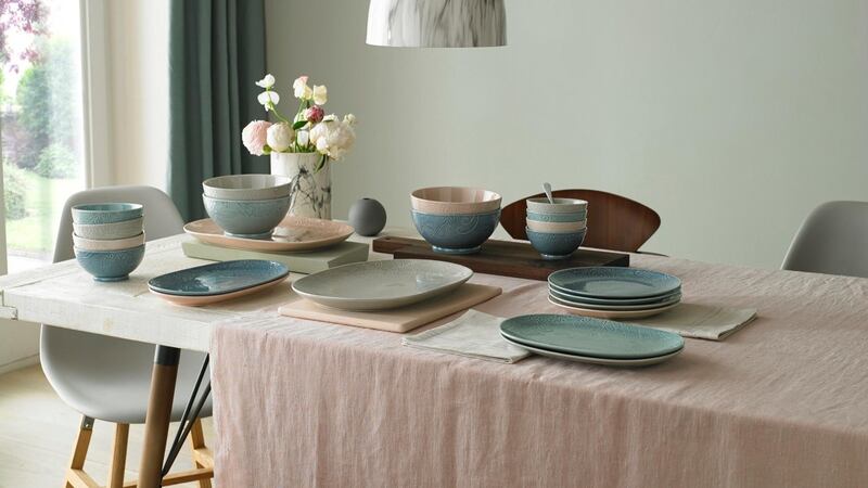Denby Monsoon on cloth covered table