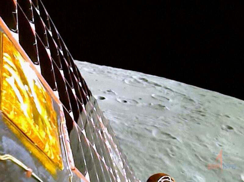 The Chandrayaan-3 spacecraft prepares for landing ahead of its mission to examine the lunar surface. Photograph: ISRO via AP