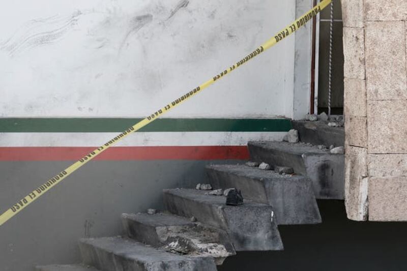 Smoke and fire damage to migrant centre. Photograph: AP