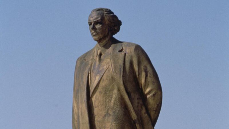 A statue of Enver Hoxha in Skanderbeg Square, the main plaza of Tirana, Albania's capital. Photograph: John van Hasselt/Sygma/Getty