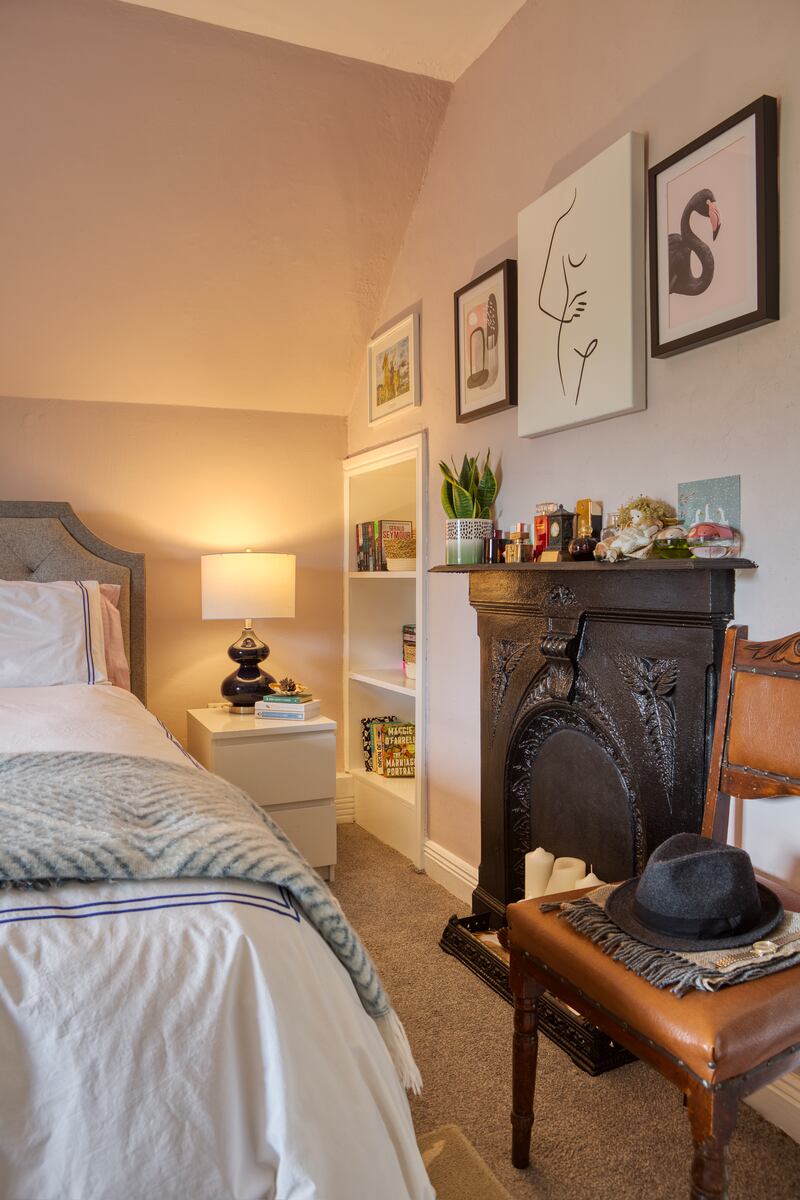 Fireplace in bedroom. Photograph: Ana Dorado