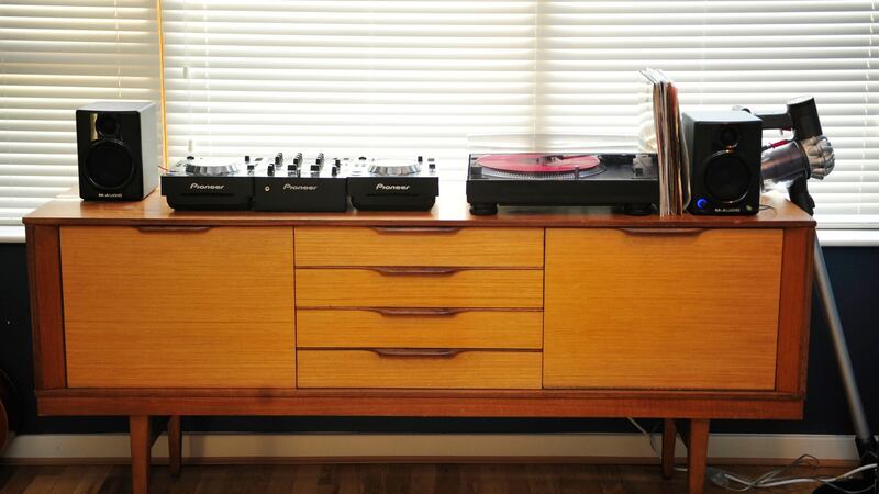 Sideboard and DJ decks belonging to architect Declan O’Donnell