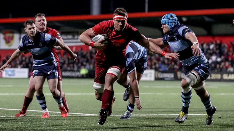 Munster’s CJ Stander scores a try against Cardiff. Photograph: Dan Sheridan/Inpho