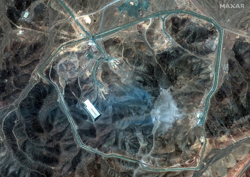 Damage at the Fordo enrichment facility in Iran after the US strikes. Photograph: Maxar Technologies
                      