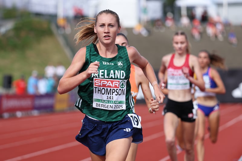 Anika Thompson competing in the women's 5000m final at the European Athletics Under-23 Championships in Bergen, Norway. Photograph: Alex Livesey/Getty Images