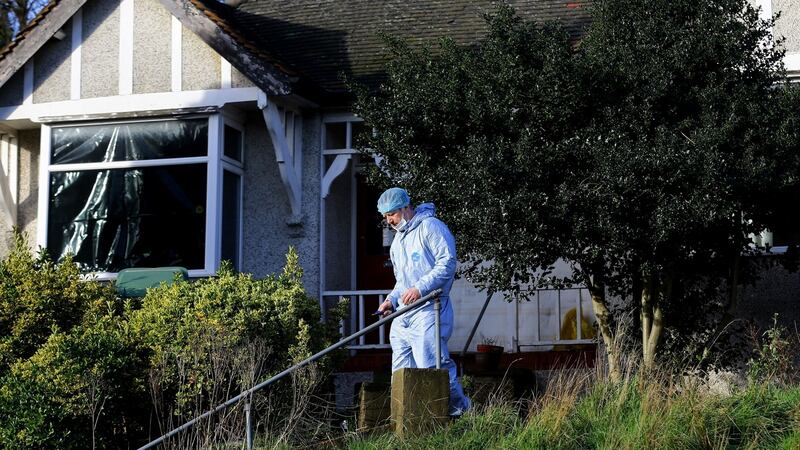A forensics officer outside the  house in Erith, Kent, England, where the bodies of Sian Blake and her two children were discovered in January of this year. File photograph: Gareth Fuller/PA Wire