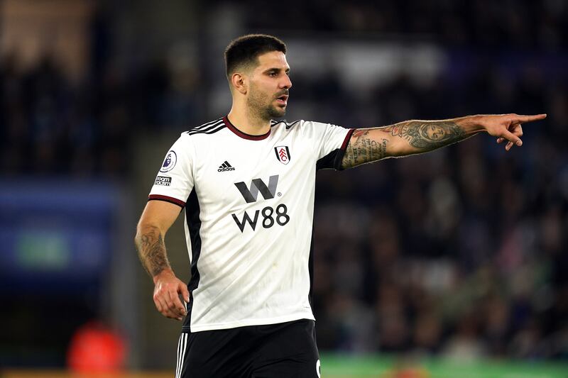 Fulham's Aleksandar Mitrovic in action against Leicester. Photograph: Mike Egerton/PA
