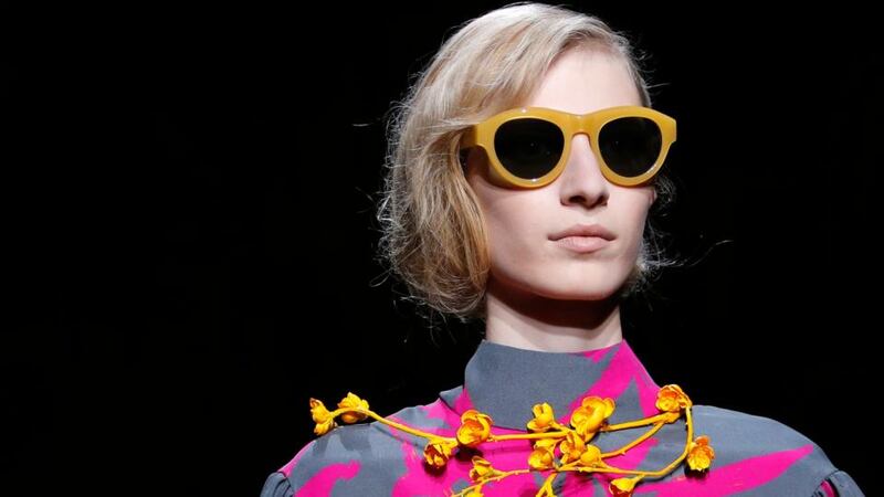 A model wears a creation for Dries van Noten’s ready-to-wear autumn/winter collection. Photograph: AP