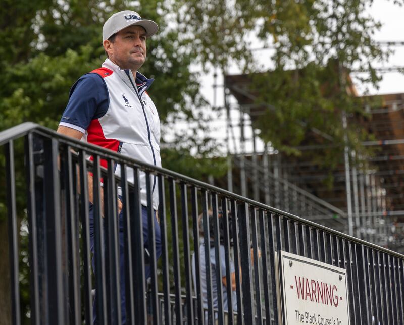 US Ryder Cup captain Keegan Bradley watches on at Bethpage Black course earlier this month. Photograph: Howard Schnapp/Newsday RM via Getty