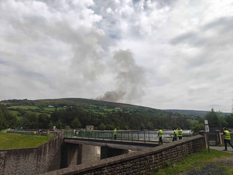 Emergency services were battling a gorse fire near the Bohernabreena reservoir in Dublin on Thursday.