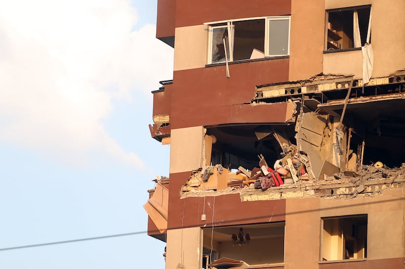 A partial view of a destroyed apartment in a building targeted by an Israeli strike on the Iranian capital Tehran early on Friday morning. Photo: Getty Images