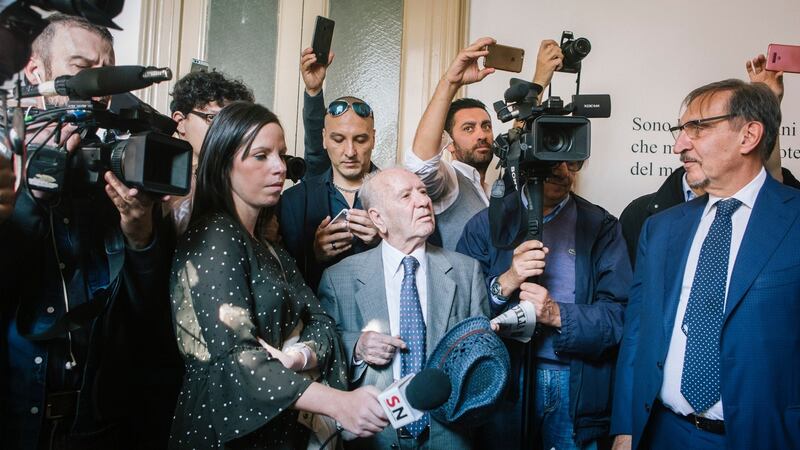 Supporters and news media at the opening of the headquarters of the right-wing Brothers of Italy Party in Catania, Italy.  Photograph: Gianni Cipriano/The New York Times