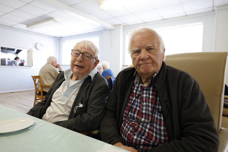Mick Curran (left) and Brian Maguire having a chat at the centre. Photograph: Nick Bradshaw/The Irish Times