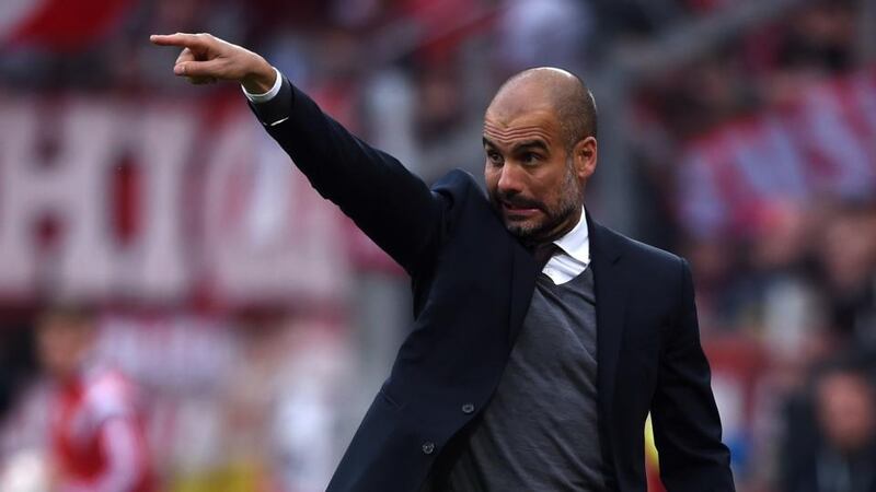 Bayern Munich’s  coach Pep Guardiola Guardiola gets so wound up during the day of the match that he won’t eat. He spends the day glugging bottle after bottle of water. Photograph: Patrik Stollarz/AFP