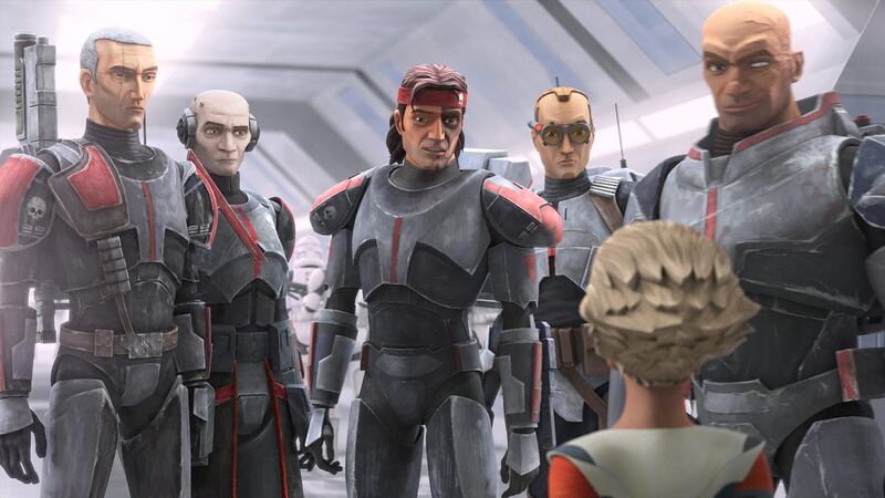 The Bad Batch on Disney+. Before long they’re disobeying orders and befriending a weird mystical child with big eyes, probably inspired by The Mandalorian’s breakout character, Baby Yoda