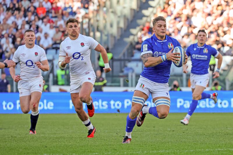 Lorenzo Cannone: one of a number of impressive Italian performers in the narrow loss to England at Stadio Olimpico in Rome. Photograph: Giampiero Sposito/Getty Images