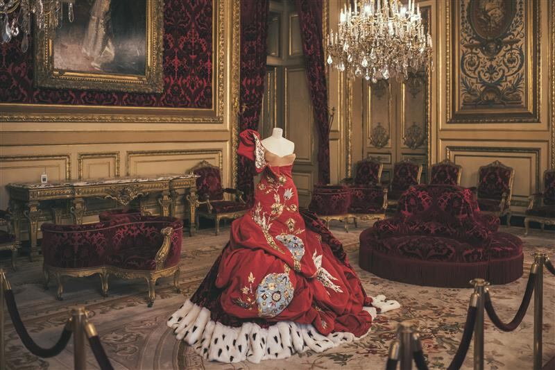 A Dior silk and cut-velvet couture gown with an ermine hem designed by John Galliano in 2004. Photograph: Dmitry Kostyukov/New York Times