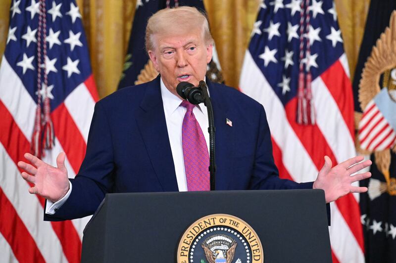 US President Donald Trump speaking at the White House on Thursday. Photo by SAUL LOEB/AFP via Getty Images       