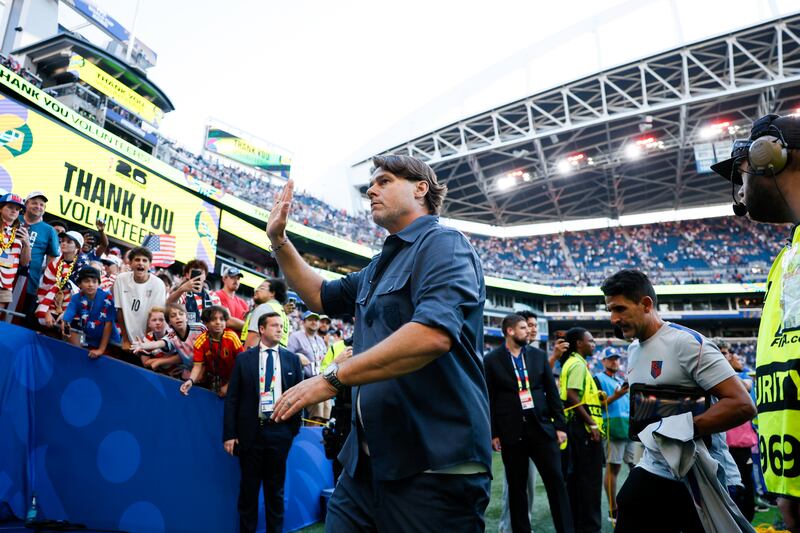 USA head coach Mauricio Pochettino after the World Cup round of 16 match against Belgium at Seattle Stadium on Monday. Photograph: Henry Rodenburg/Icon Sportswire via Getty Images