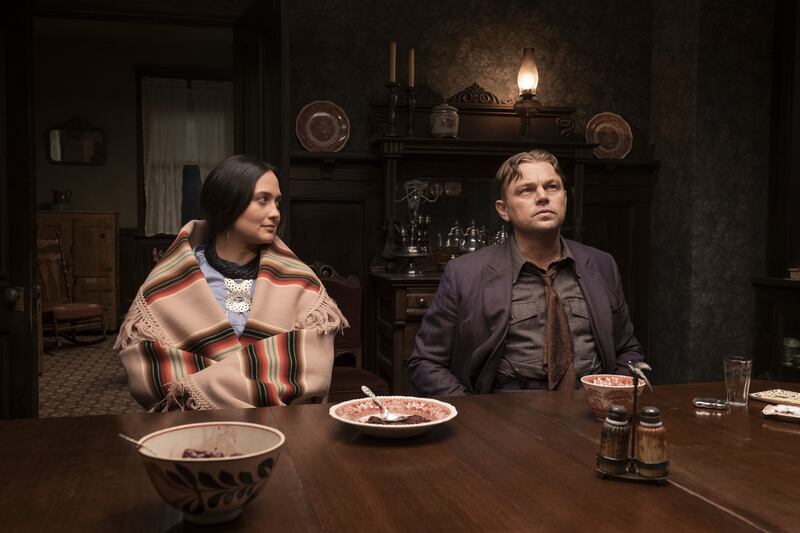 Killers of the Flower Moon: Lily Gladstone as Mollie Burkhart and Leonardo DiCaprio as Ernest Burkhart