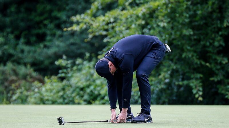 Rory Mcilroy reacts to a missed putt during day three of the Dubai Duty Free Irish Open at Mount Juliet. Photo: Peter Fitzpatrick/Inpho