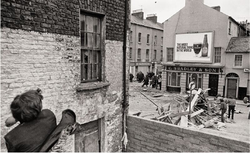 The Battle of the Bogside from the Gilles Caron exhibition at the Park Hotel Kenmare, Co Kerry. Photograph: Gilles Caron.