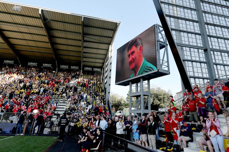 Mick O'Dwyer on the big screen at the Stade Marcel Deflandre before the La Rochelle v Munster Champions Cup game. Photograph: Billy Stickland/Inpho