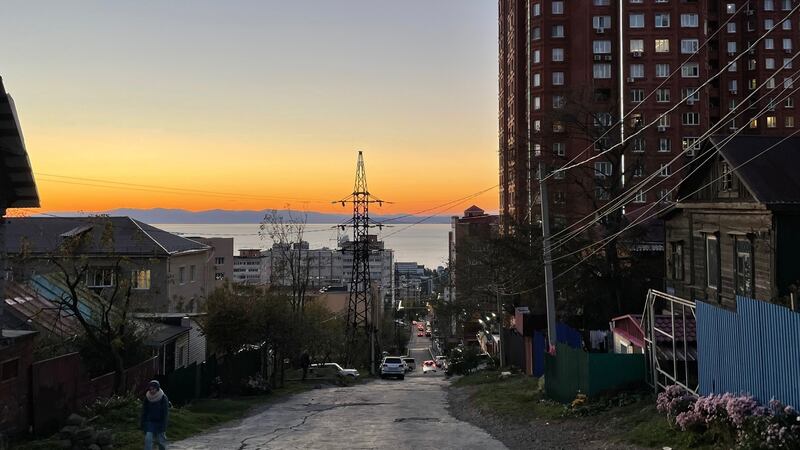 New and Soviet-era buildings and infrastructure sit side-by-side in Vladivostok, on Russia’s Pacific coast, where development has been chaotic and plagued by corruption. Photograph: Daniel McLaughlin