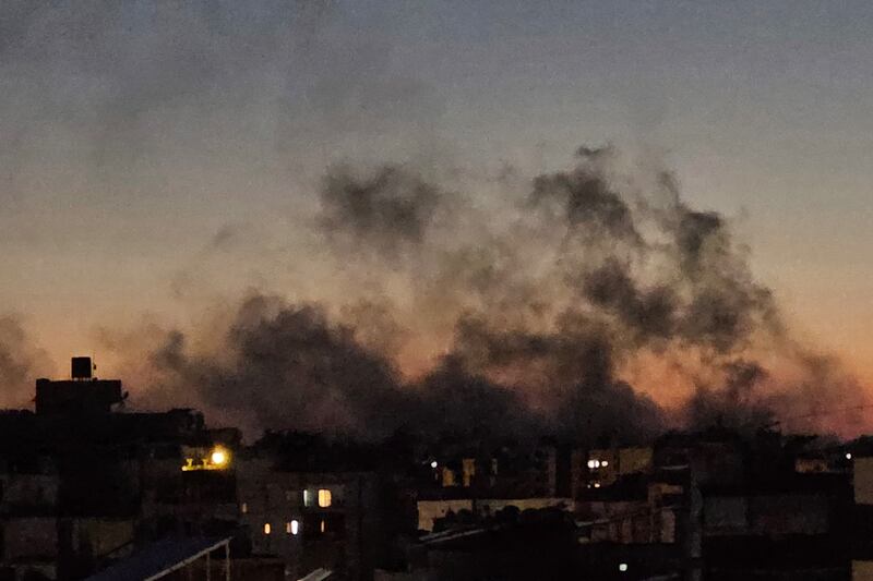 Smoke rises from the site of an Israeli airstrike that targeted Beirut's southern suburbs neighbourhood of Haret Hreik. Photograph: AFP via Getty Images