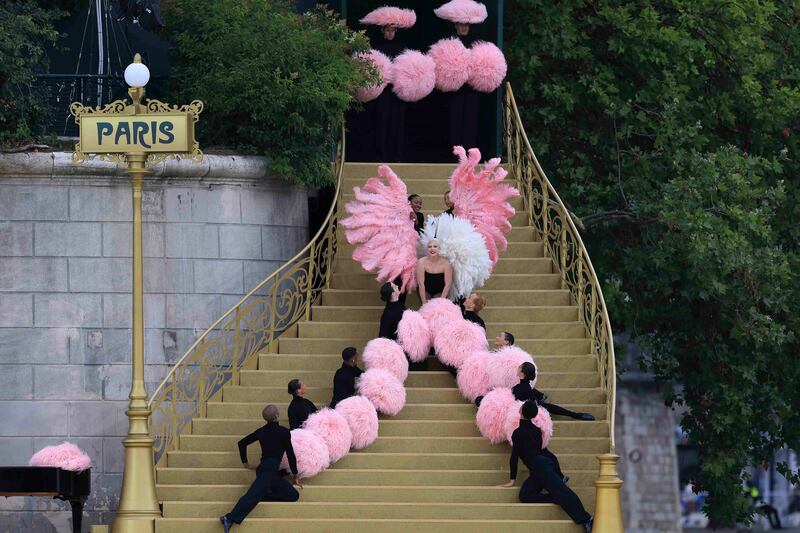 Paris 2024 Olympic Games: Lady Gaga performs at the Sully bridge area. Photograph: Maja Hitij/Getty Images